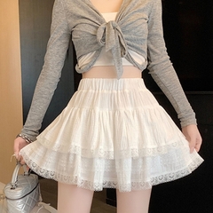 [Q091] Chân váy nữ dáng xòe VIỀN REN 2 TẦNG lưng chun có lớp lót trong dáng ngắn xinh xắn - L2M (New)