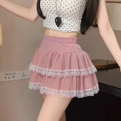 [Q091] Chân váy nữ dáng xòe VIỀN REN 2 TẦNG lưng chun có lớp lót trong dáng ngắn xinh xắn - L2M (New)