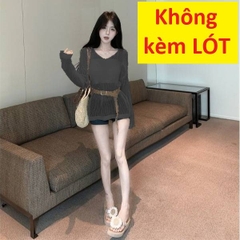 [A462] Set Áo len LƯỚI montoghi CỔ V LƯỚI NHỎ KÈM ĐAI form vừa mặc ngoài đi biển dễ phối đồ - L2M (New)