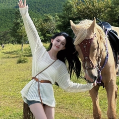 [A462] Set Áo len LƯỚI montoghi CỔ V LƯỚI NHỎ KÈM ĐAI form vừa mặc ngoài đi biển dễ phối đồ - L2M (New)