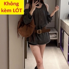 [A464] Set Áo len LƯỚI montoghi KHOÉT VAI KÈM ĐAI TO tay dài mặc ngoài đi biển dễ phối đồ - L2M (New)