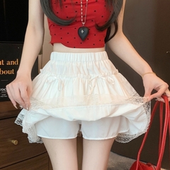 [Q094] Chân váy XÒE PHỐI REN ĐÍNH 2 NƠ DÀI có lót trong lưng thun co giãn dáng ngắn xinh xắn - L2M (New)