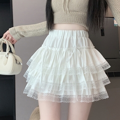 [Q094] Chân váy XÒE PHỐI REN ĐÍNH 2 NƠ DÀI có lót trong lưng thun co giãn dáng ngắn xinh xắn - L2M (New)