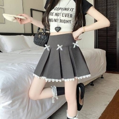 [Q003-14] Quần giả váy nữ kiểu XẾP LY 3 NƠ NGANG PHỐI REN lưng thun co giãn dễ phối đồ - L2M (New)