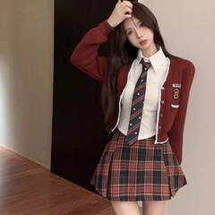 [A465] Áo len nữ Montoghi dệt kim LOGO KÈM CHỮ phối VIỀN VÀ TÚI cài nút tay dài sang trọng - L2M (New)