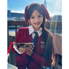 [A465] Áo len nữ Montoghi dệt kim LOGO KÈM CHỮ phối VIỀN VÀ TÚI cài nút tay dài sang trọng - L2M (New)