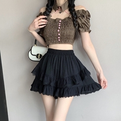 [Q097] Chân váy XÒE REN VÒNG CUNG có lót trong lưng thun co giãn dáng ngắn xinh xắn - L2M (New)