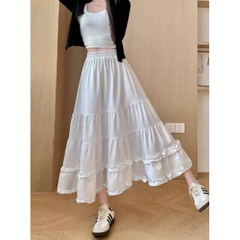 [Q095] Chân váy MAXI NHIỀU TẦNG PHỐI 2 ĐƯỜNG REN cách điệu có lót trong dễ phối đồ - L2M (New)