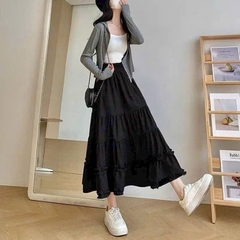 [Q095] Chân váy MAXI NHIỀU TẦNG PHỐI 2 ĐƯỜNG REN cách điệu có lót trong dễ phối đồ - L2M (New)