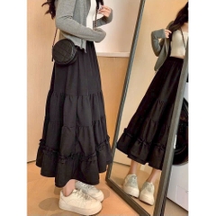 [Q095] Chân váy MAXI NHIỀU TẦNG PHỐI 2 ĐƯỜNG REN cách điệu có lót trong dễ phối đồ - L2M (New)
