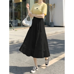 [Q095] Chân váy MAXI NHIỀU TẦNG PHỐI 2 ĐƯỜNG REN cách điệu có lót trong dễ phối đồ - L2M (New)