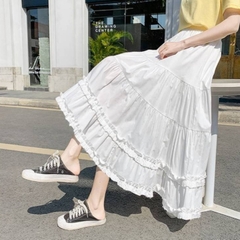 [Q095] Chân váy MAXI NHIỀU TẦNG PHỐI 2 ĐƯỜNG REN cách điệu có lót trong dễ phối đồ - L2M (New)