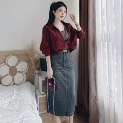 [A472] SET Áo kiểu nữ gồm SƠ MI XOẮN NGOÀI kèm lót trong KẺ SỌC hàng Quảng Châu xinh xắn - L2M (New)