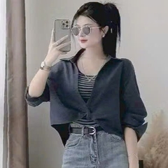 [A472] SET Áo kiểu nữ gồm SƠ MI XOẮN NGOÀI kèm lót trong KẺ SỌC hàng Quảng Châu xinh xắn - L2M (New)