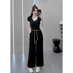 [A477] Áo len nữ Montoghi dệt kim PHỐI LƯỚI VIỀN BÈO và NƠ dáng ôm tôn body xinh xắn - L2M (New)