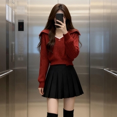 [A476] Set (2 MÓN) áo len dệt kim CỔ V BẺ NÚT CHÉO TRƯỚC và ÁO 3 LỖ tay dài croptop siêu hot - L2M (New)