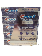 Kem Đánh Răng Crest 3D White Ultra Whitening Toothpaste, Vivid Mint 5/5.6 oz( Lốc 5 Tuýp)