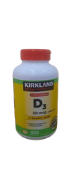 Viên uống bổ sung vitamin Kirkland Signature Extra Strength D3 50 mcg., 600 Softgels