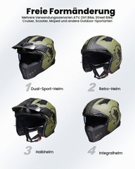 NÓN BẢO HIỂM THÁO LẮP HÀM ILM Z302 ARMY GREEN