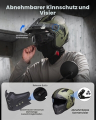NÓN BẢO HIỂM THÁO LẮP HÀM ILM Z302 ARMY GREEN