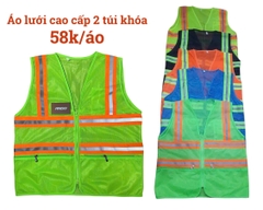 Áo ghi lê bảo hộ lao động - Áo lưới phản quang 3M túi khóa ngang