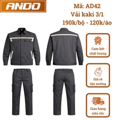 Quần áo bảo hộ lao động AD42 màu xám đậm, vải kaki 3/1, thiết kế & in đồng phục doanh nghiệp, nhà xưởng