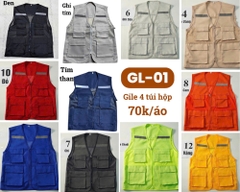 [GL-01] Áo gile phản quang 4 túi, nhiều màu tùy chọn