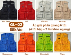 [GL-02] Áo gile phản quang 6 túi xuất khẩu Hàn Quốc, nhiều màu tùy chọn