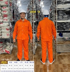Quần áo bảo hộ lao động mẫu AD30 màu cam, vải kaki 2/1, in đồng phục doanh nghiệp, nhà xưởng, đội thi công,…