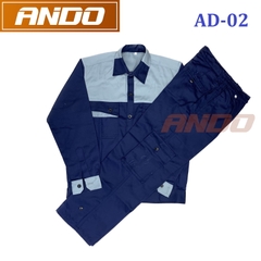 Quần áo bảo hộ lao động AD02 màu xanh than phối ghi, vải kaki 3/1, thiết kế & in đồng phục doanh nghiệp, nhà xưởng