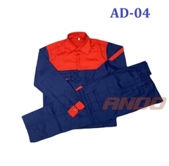 Quần áo bảo hộ lao động AD04 màu xanh than phối đỏ, vải kaki 3/1, thiết kế & in đồng phục doanh nghiệp, nhà xưởng