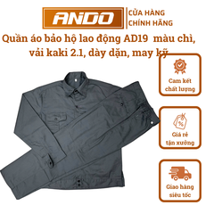 Quần áo bảo hộ lao động mẫu AD19 màu xám chì, vải kaki 2/1, in đồng phục doanh nghiệp, nhà xưởng, đội thi công,…
