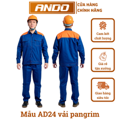 Quần áo bảo hộ lao động mẫu AD24 mẫu nhân viên xăng dầu Petrolimex, có phản quang, vải pangrim, in đồng phục doanh nghiệp, nhà xưởng, đội thi công,…