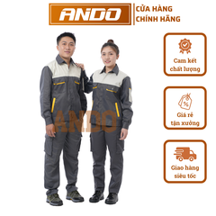 Quần áo bảo hộ lao động AD01 màu xám đậm, vải kaki 3/1, thiết kế & in đồng phục doanh nghiệp, nhà xưởng