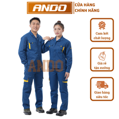 Quần áo bảo hộ lao động PR01 vải pangrim, màu xanh, thiết kế & in đồng phục doanh nghiệp, nhà xưởng