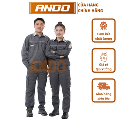 Quần áo bảo hộ lao động AD11 màu xám đậm, vải kaki 3/1, thiết kế & in đồng phục doanh nghiệp, nhà xưởng