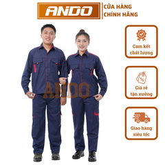 Quần áo bảo hộ lao động PR02 vải pangrim, màu tím than, thiết kế & in đồng phục doanh nghiệp, nhà xưởng