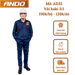 Quần áo bảo hộ lao động AD32 màu tím than phối đỏ, vải kaki 3/1, thiết kế & in đồng phục doanh nghiệp, nhà xưởng