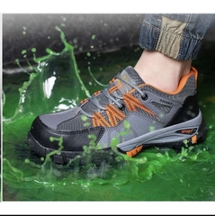 Giày bảo hộ lao động dáng thể thao mẫu ADS01, màu cam trẻ trung, chống đinh và chống dập