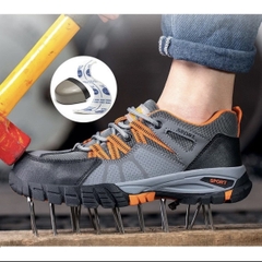 Giày bảo hộ lao động dáng thể thao mẫu ADS01, màu cam trẻ trung, chống đinh và chống dập