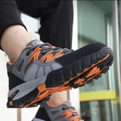 Giày bảo hộ lao động thể thao chính hãng Guyisa, màu cam trẻ trung, đế và mũi lót thép