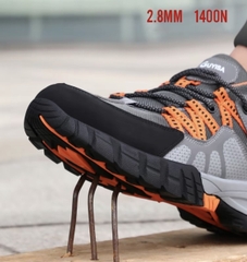 Giày bảo hộ lao động thể thao chính hãng Guyisa, màu cam trẻ trung, đế và mũi lót thép