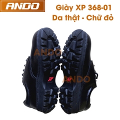 Giày bảo hộ XP chữ đỏ 368-01, mũi và đế lót thép, da thật, chất lượng cao