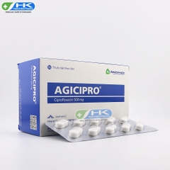 AgiCipro - Hộp 10 vỉ x 10 viên nén - Agimexpharm (Ciprofloxacin hydroclorid 500 mg)