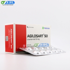 Agilosart 50 - Hộp 4 vỉ x 10 viên nén - Agimexpharm (Losartan kali 50 mg)
