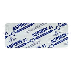 Aspirin 81 - Hộp 20 vỉ x 10 viên - Agimexpharm (Acid acetylsalicylic 81mg)