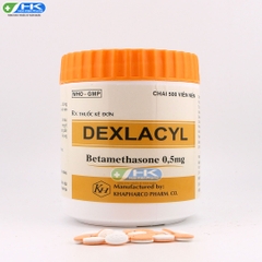 Dexlacyl - Chai 500 viên nén oval 2 lớp - KhaPharco Pharm(Betamethasone 0,5mg)