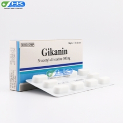 Gikanin - Hộp 2 vỉ x 10 viên nén dài - KhaPharco Pharm (N-Acetyl-DL-Leucin 500mg)