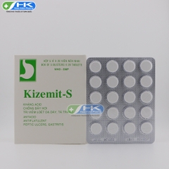 Kizemit-S - Hộp 5 vỉ x 20 viên nén nhai - Thành Nam Pharma(Nhôm hydroxyd gel khô 200mg; Magnesi hydroxyd 200mg)