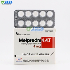 Metpredni 4 A.T - Hộp 10 vỉ x 10 viên nang cứng - An Thiên Pharma(Methylprednisolon 4mg)